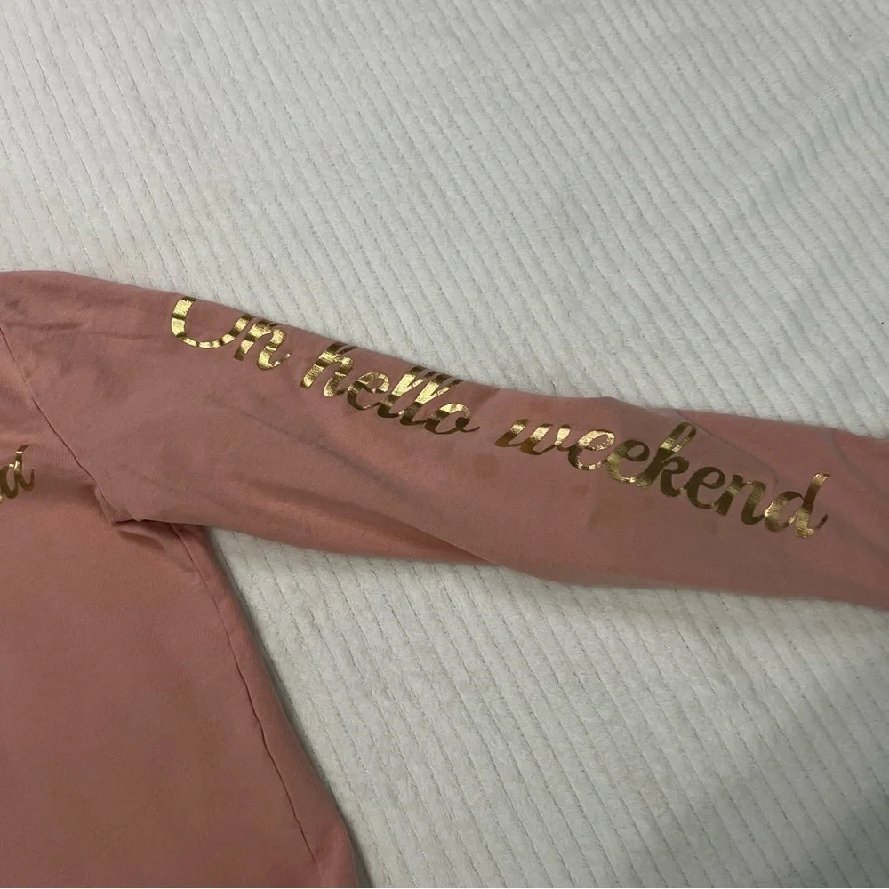 H&M Dusty Pink Hoodie with Gold Lettering